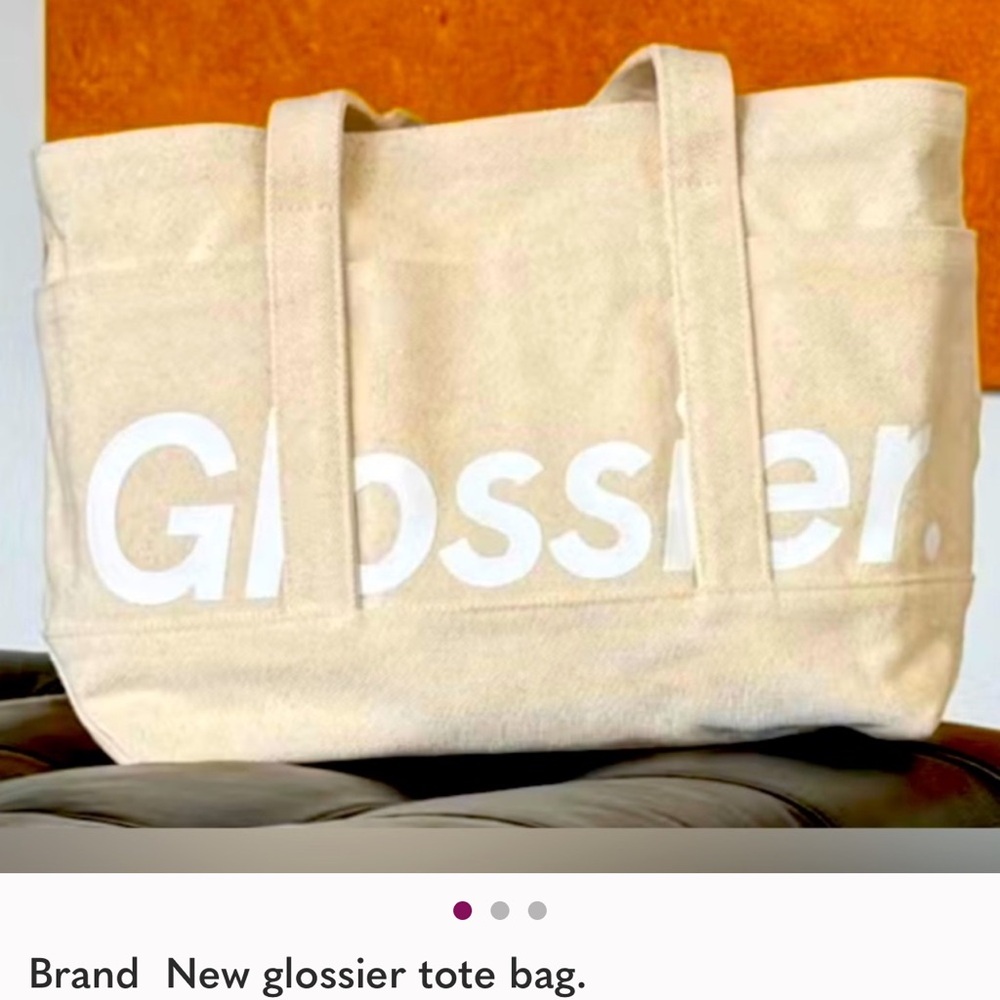 Glossier Beige Tote Bag